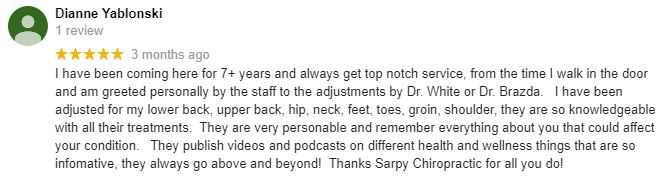 Chiropractic Omaha NE Patient Testimonial at Sarpy Chiropractic 4